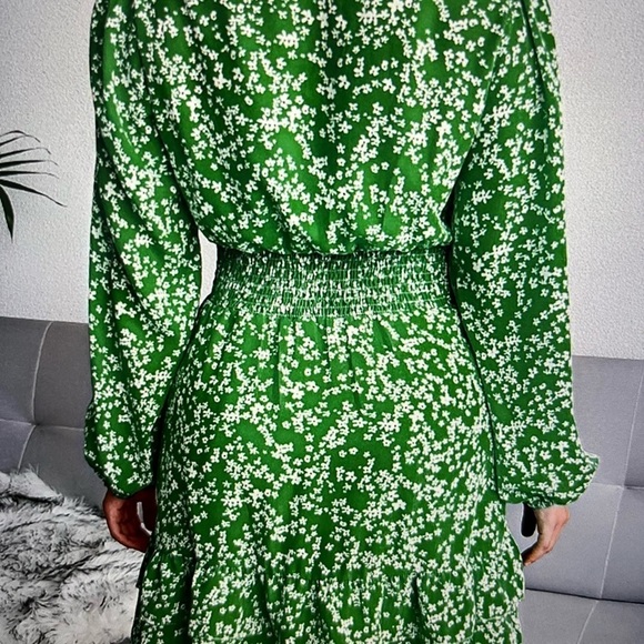 SIMPL FLAVOR Green Floral Bshp-Slv Surp Dress, Sz S - Picture 3 of 8